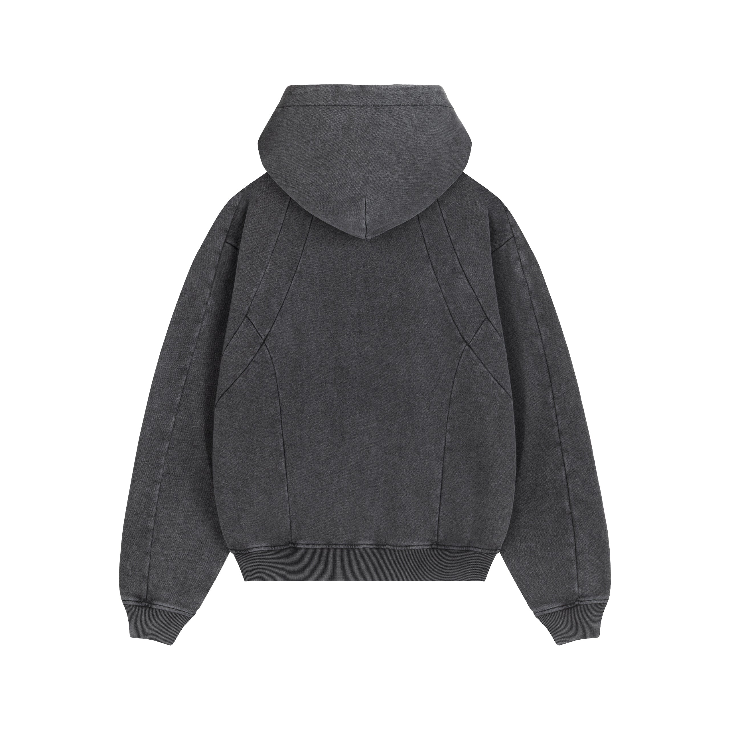 Graphite Washed Boxy Tribal Zip Hoodie - Image 6